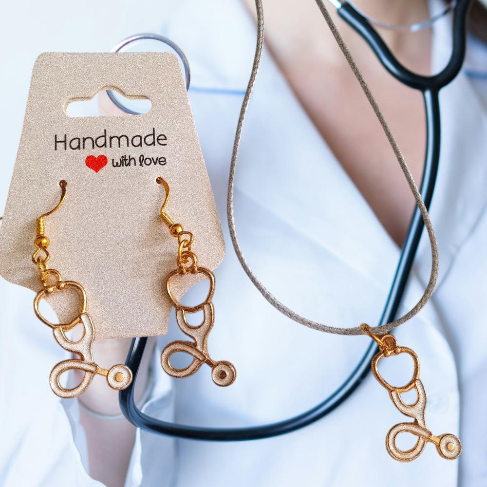 Gold Stethoscope Earrings